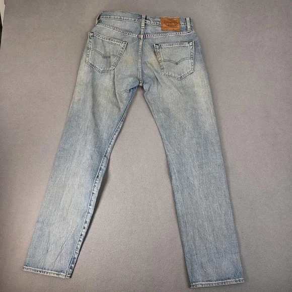 Levi's 502 Mens Jeans 28x32 Blue Light Wash Denim Regular Taper Red Tab Zip Fly